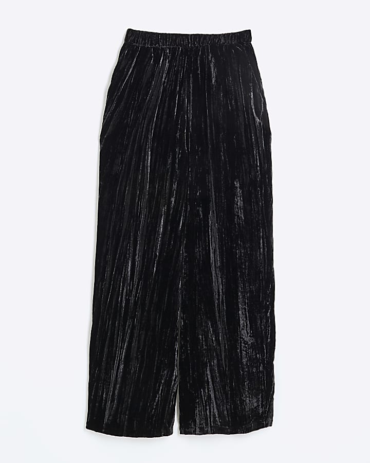 Black Velvet Wide Leg Trousers