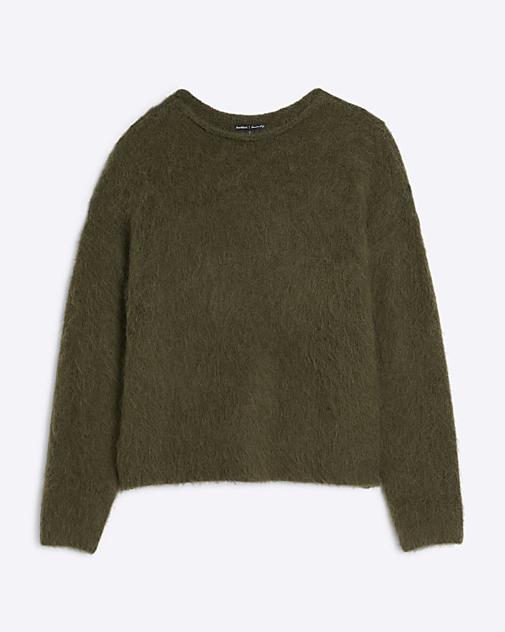 Khaki Oversized  Premium Hairy Jumper