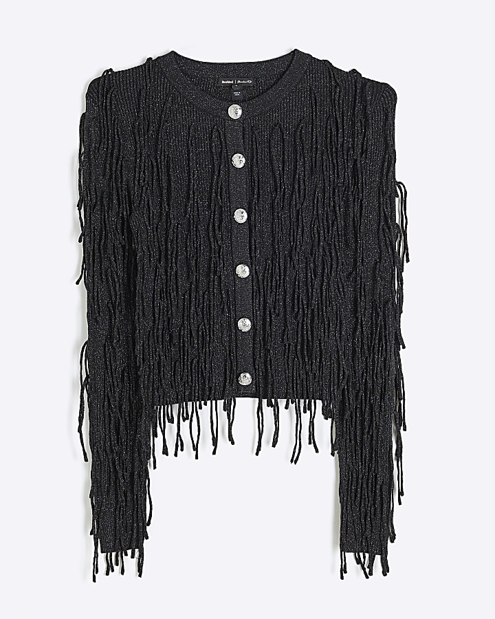 Black Fringe Cardigan