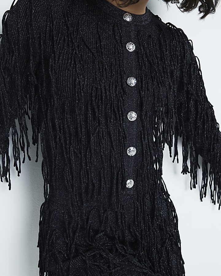 Black Fringe Cardigan