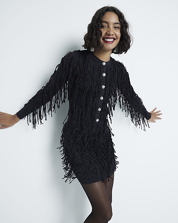 Black Fringe Cardigan