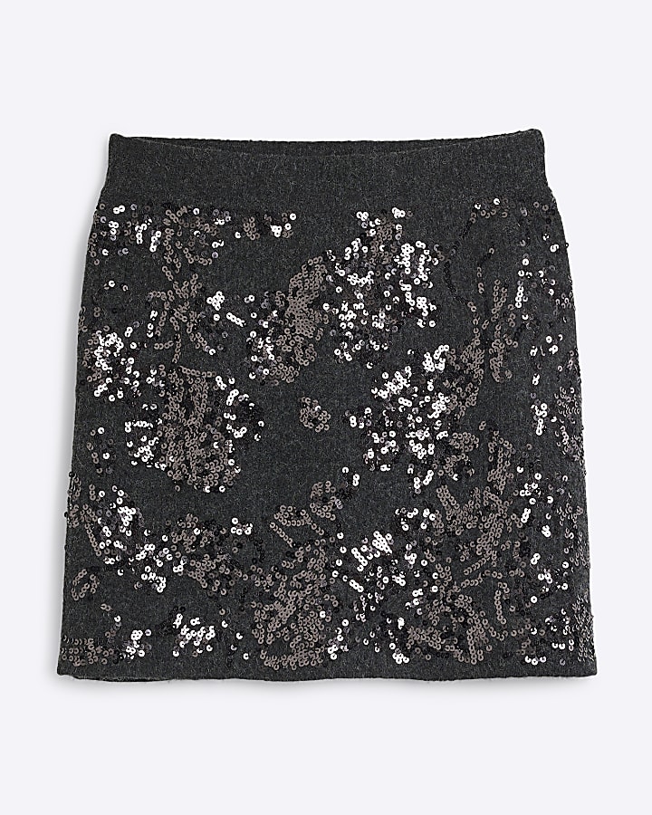 Grey sequin mini skirt