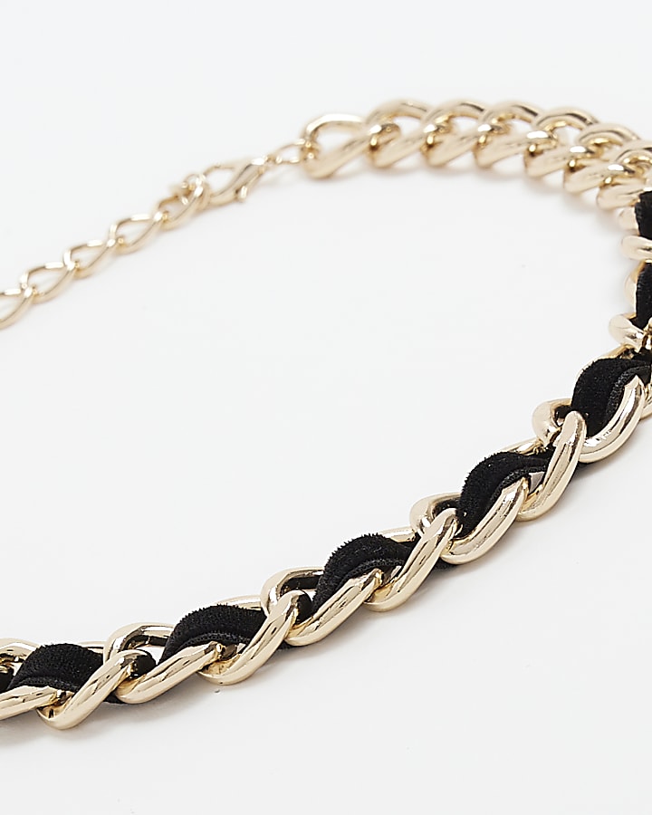 Black thread chain choker necklace