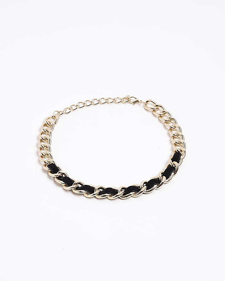 Black thread chain choker necklace