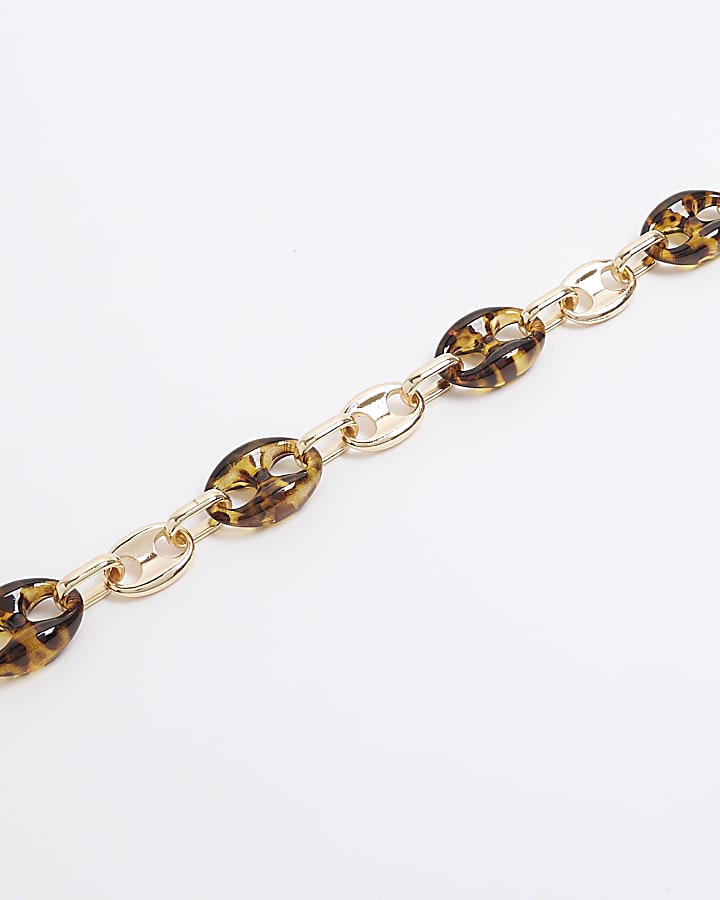 Gold tortoise shell chain link necklace