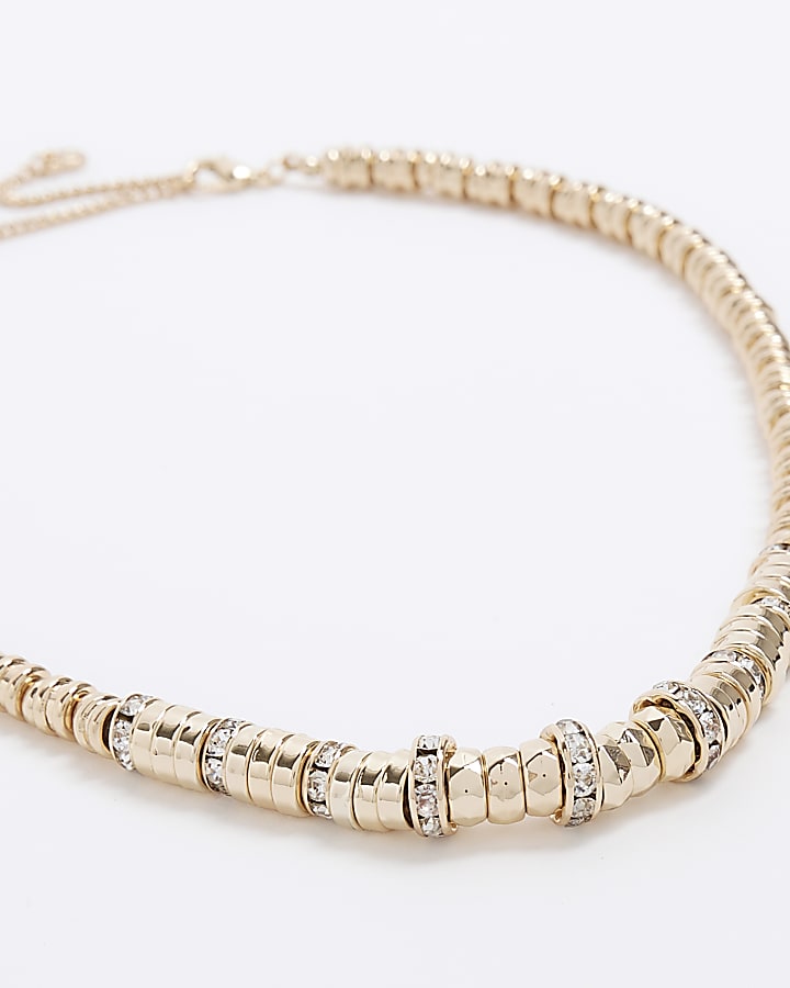 Gold pave beaded necklace