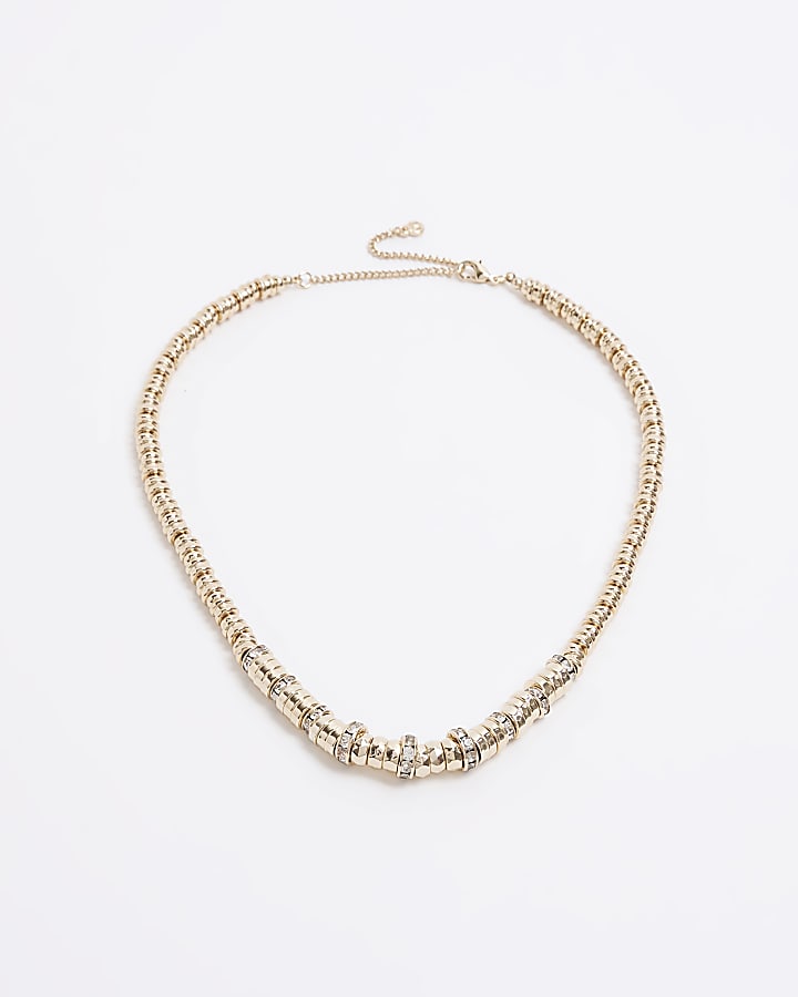 Gold pave beaded necklace