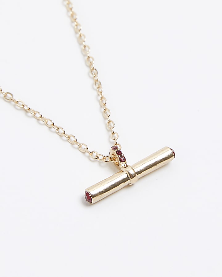 Gold January birth stone necklace