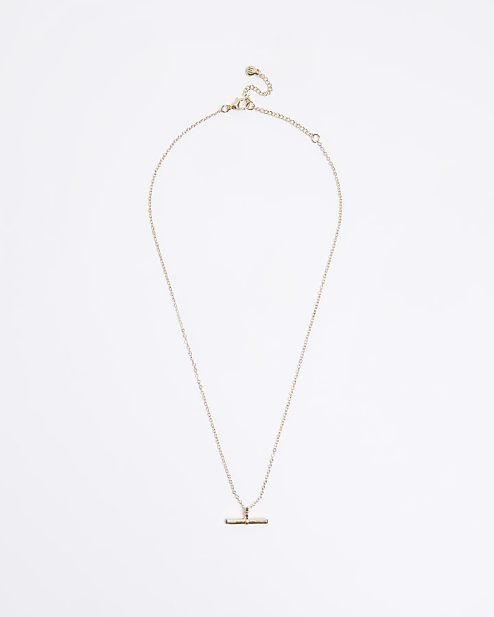 Gold January birth stone necklace