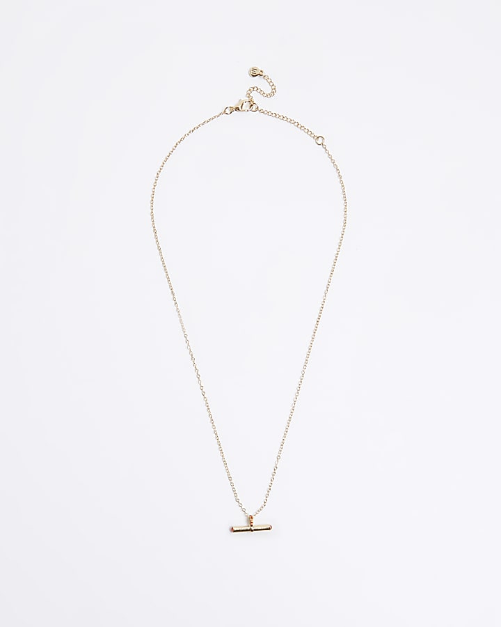 Gold July birth stone necklace