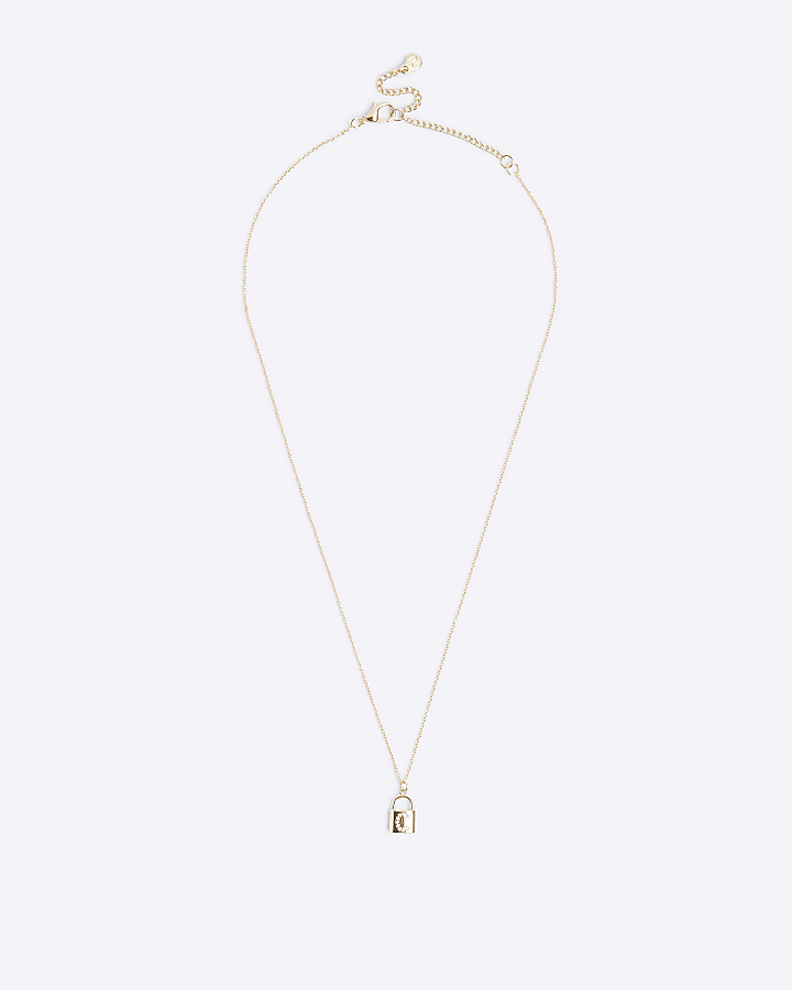 Gold C initial lock necklace