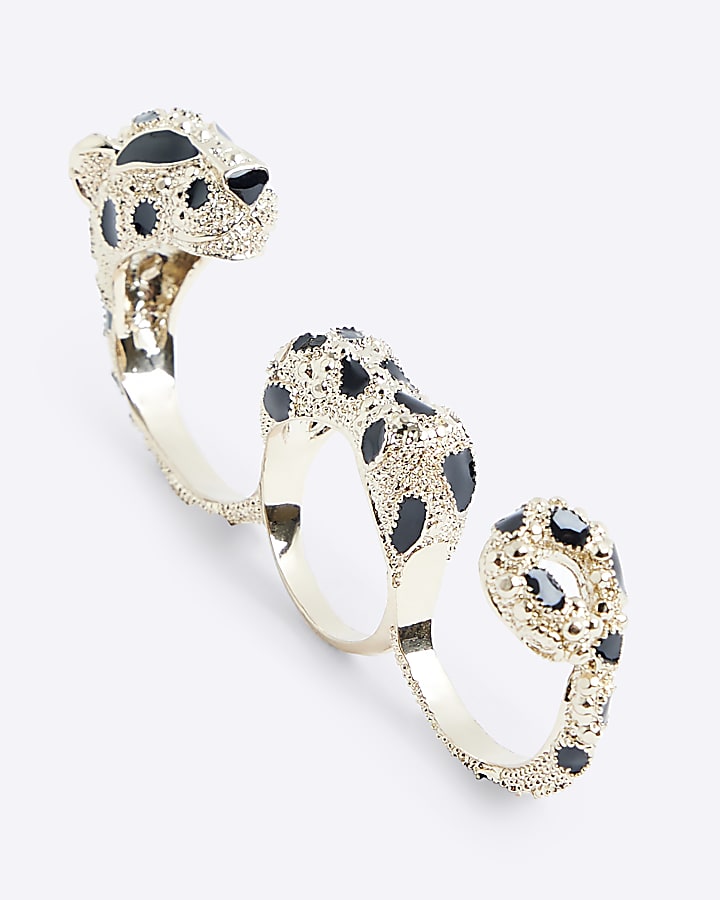 3PK Gold leopard rings