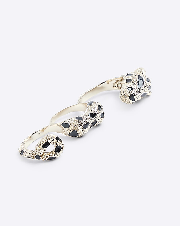 3PK Gold leopard rings