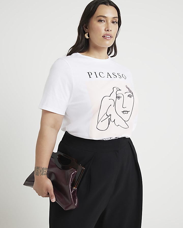 Plus White Picasso Graphic T-Shirt