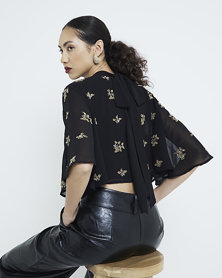 Black Embellished Cape