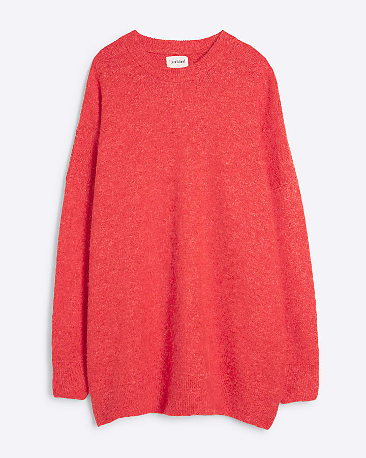 Red knit oversized jumper