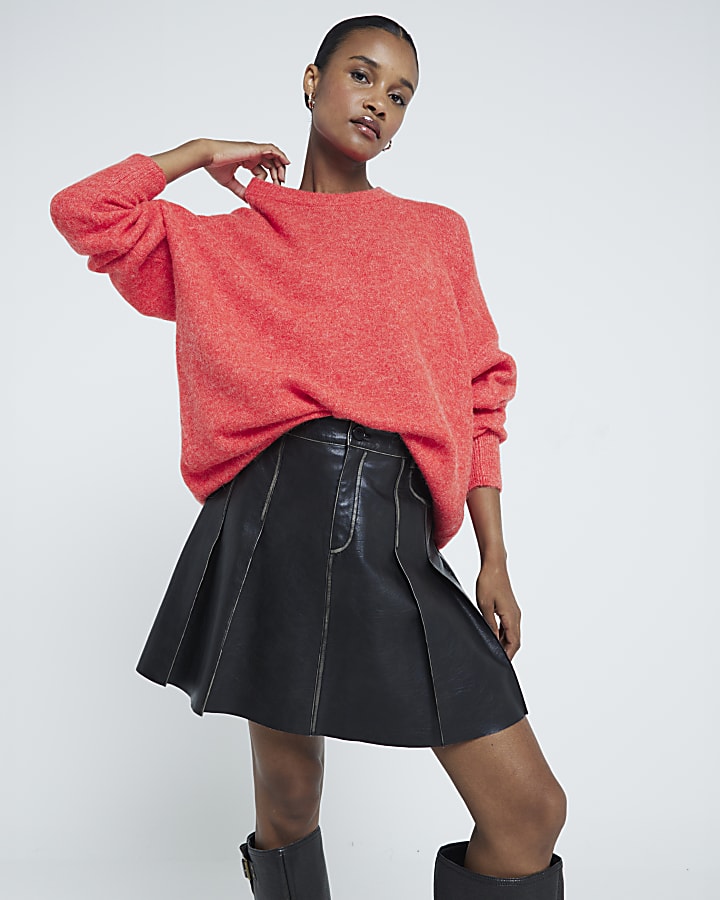 Red knit oversized jumper