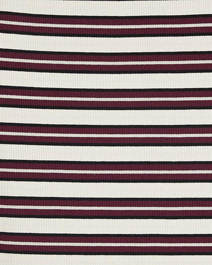 Red Stripe Ribbed Pencil Maxi Skirt