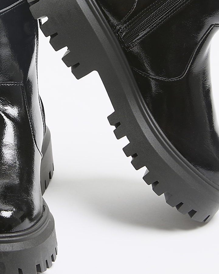 Black Patent Chelsea Boots