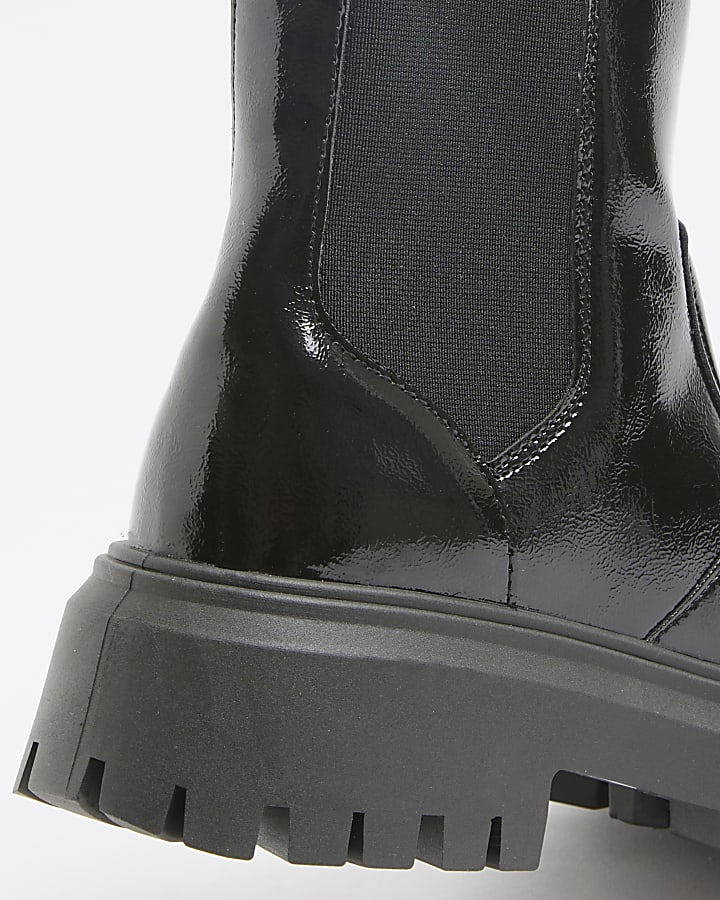 Black Patent Chelsea Boots