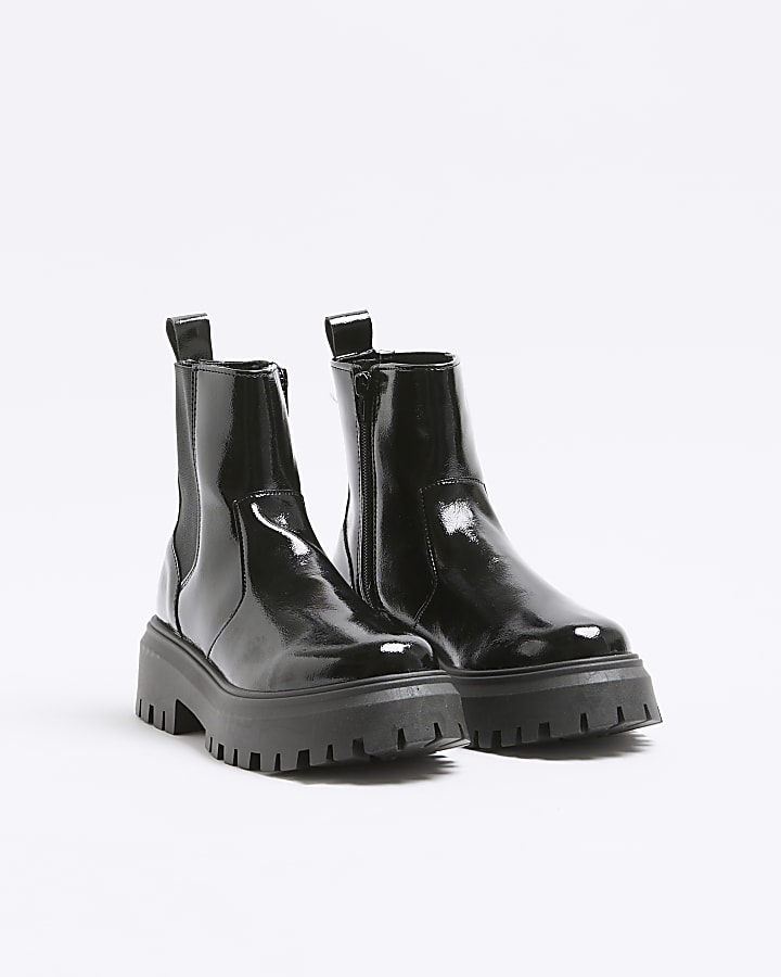 Black Patent Chelsea Boots