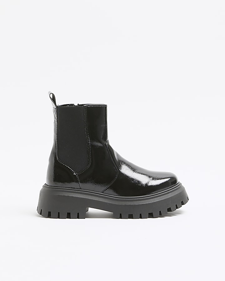 Black Patent Chelsea Boots