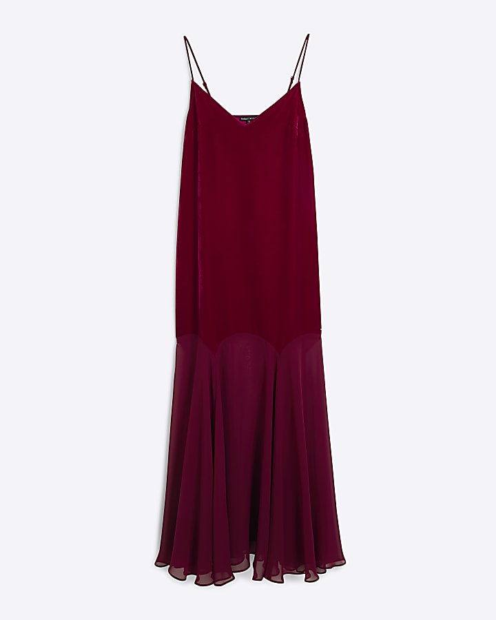 Red Velvet Sleeveless Maxi Slip Dress