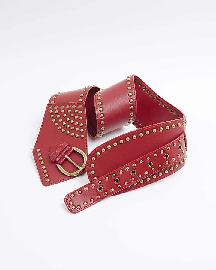 Red studded wide belt