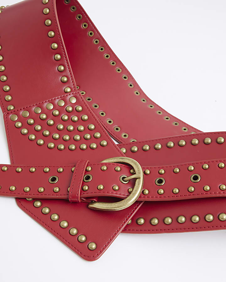 Red studded wide belt