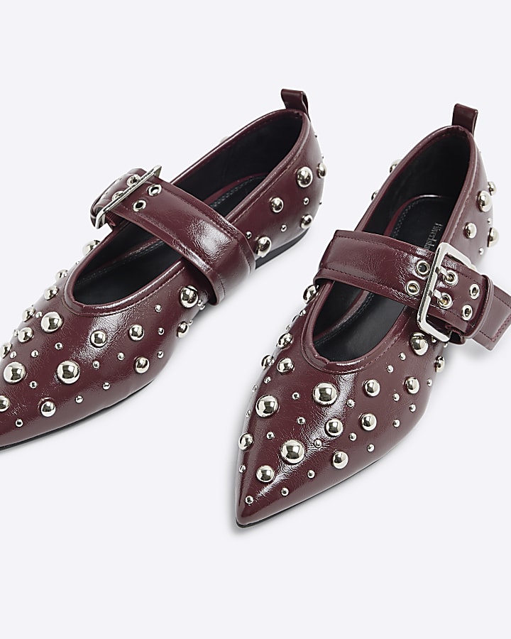 Red Stud Mary Jane Shoes