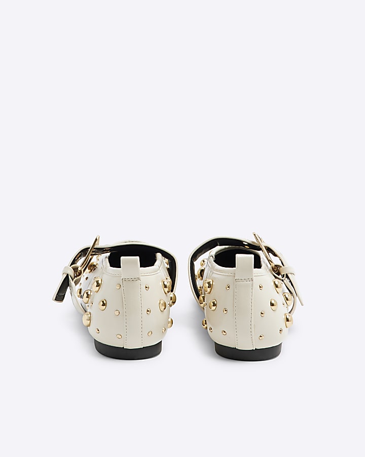 Cream Stud Mary Jane Shoes