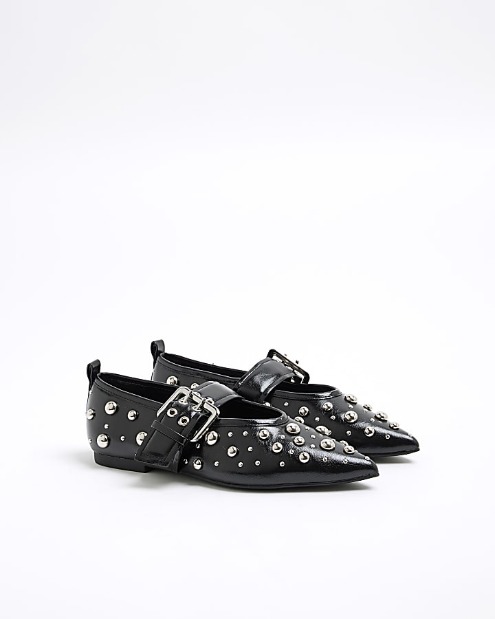 Black Stud Mary Jane Shoes