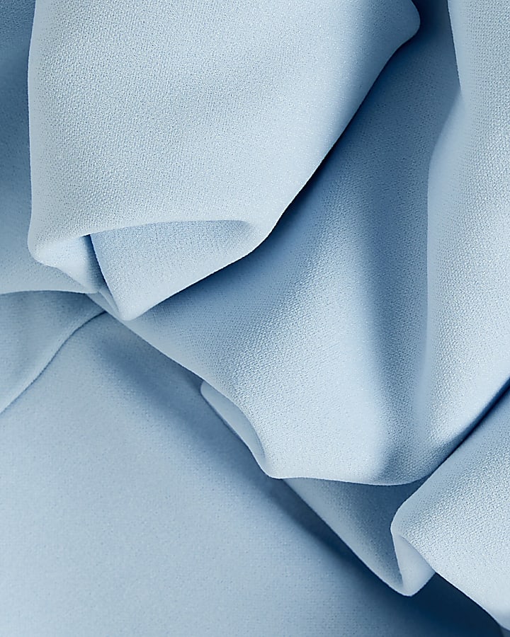 Blue Ruffle Bardot Top