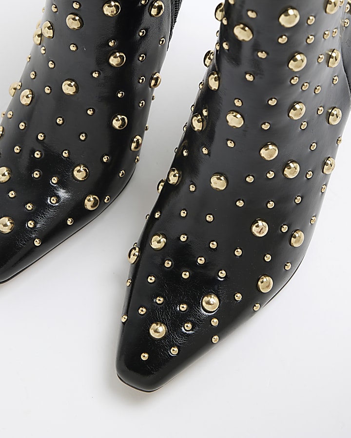 Black Studded Heeled Boots