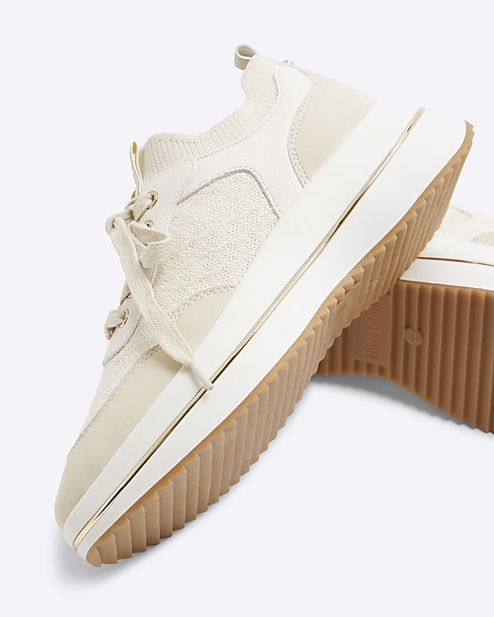 Beige Knitted Trainers