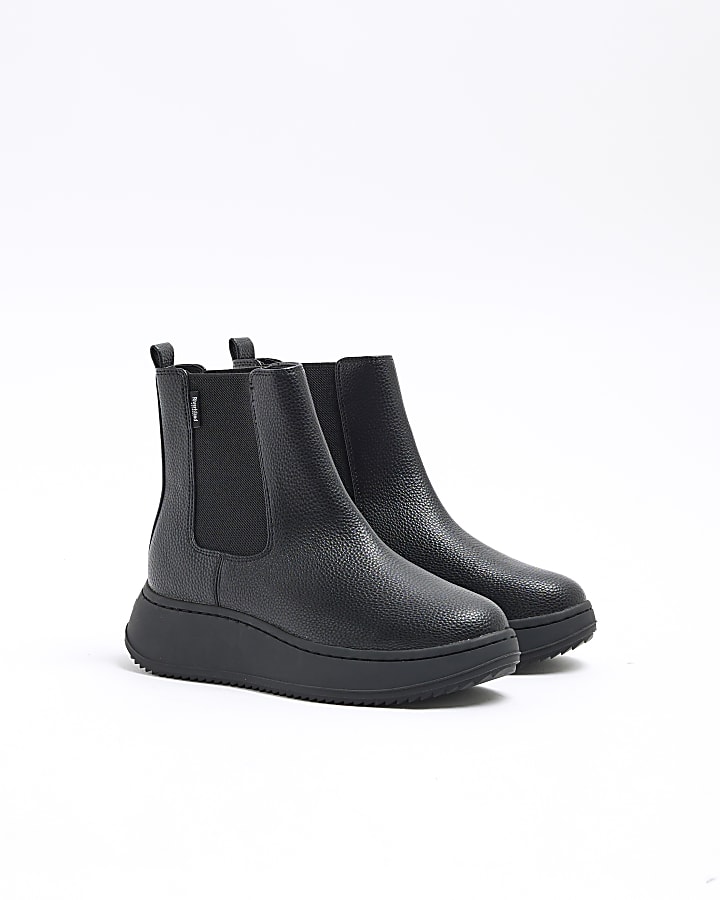 Black Faux Leather Boots