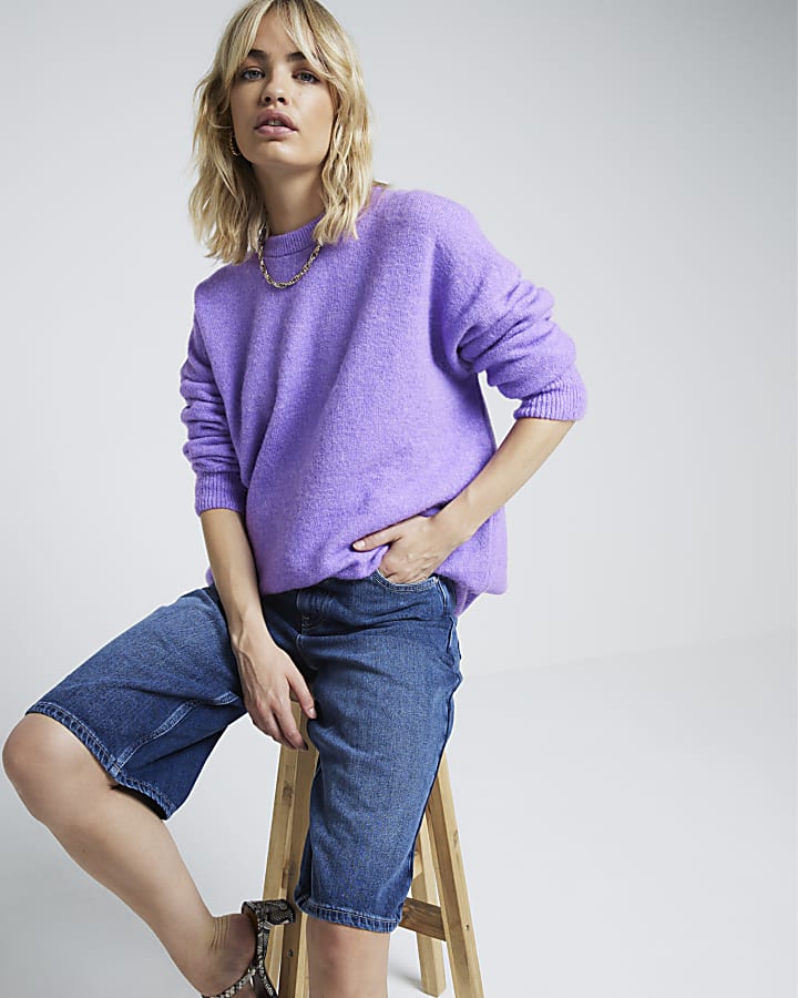 Purple knit oversized jumper