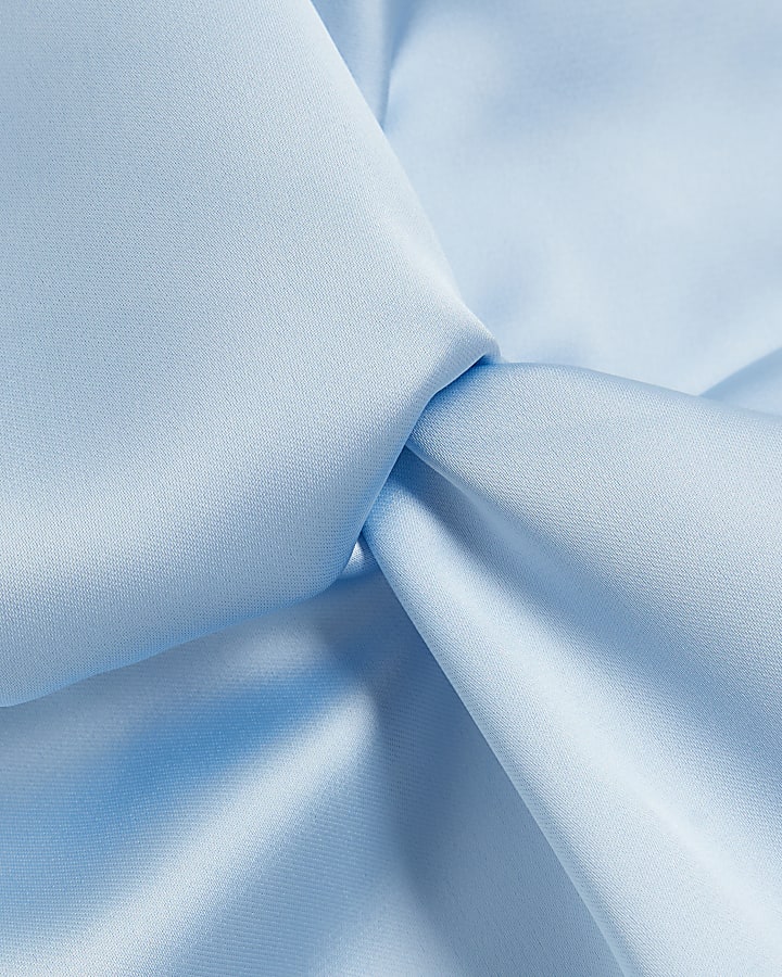 Blue satin twist t-shirt
