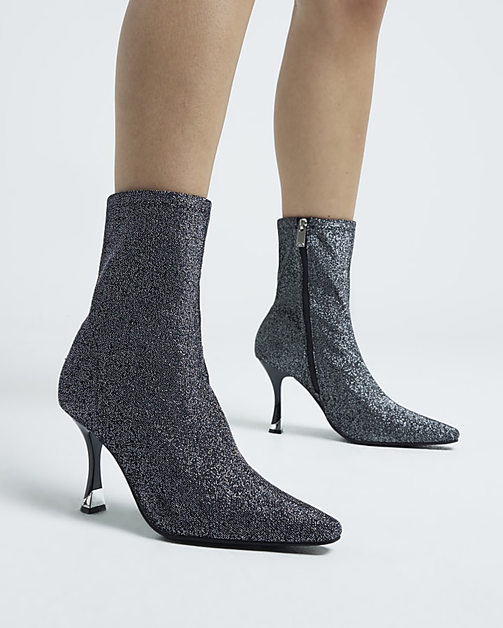 Silver pointed ankle boots on sale