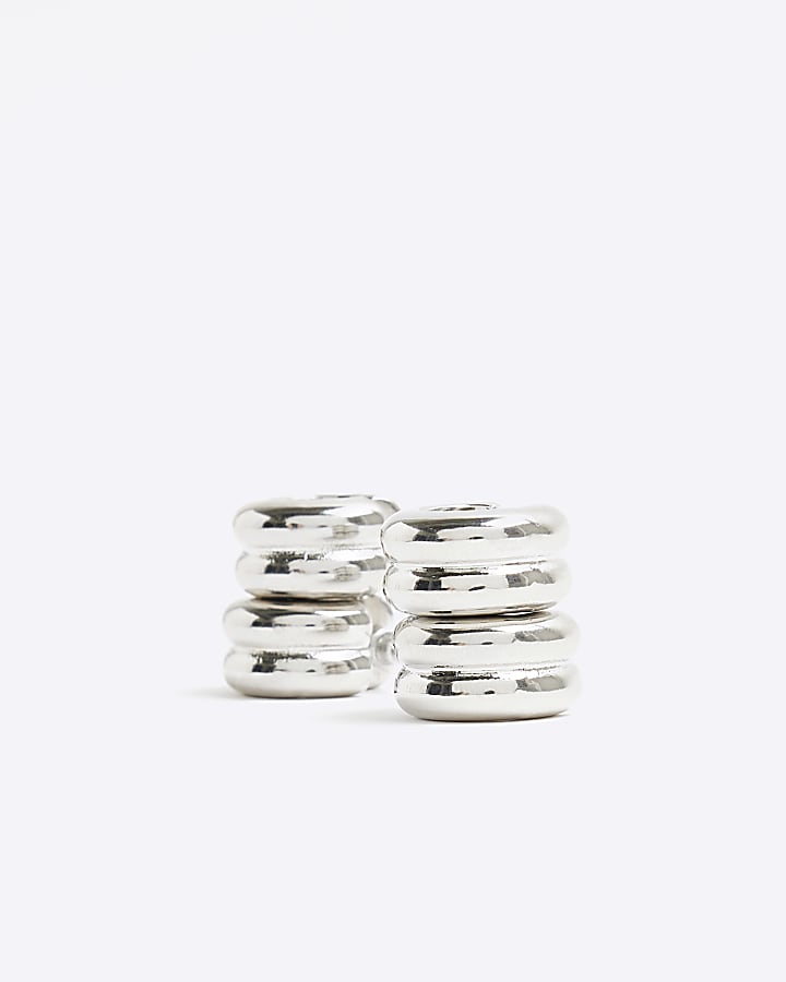 Silver hoop and cuff earrings multipack