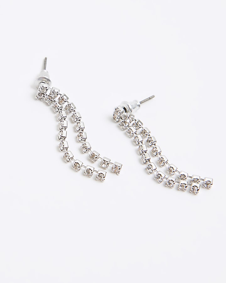 Silver embellished drop earrings multipack