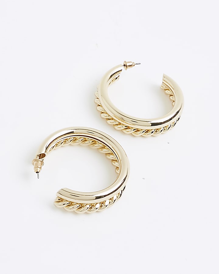 Gold twisted hoop earrings