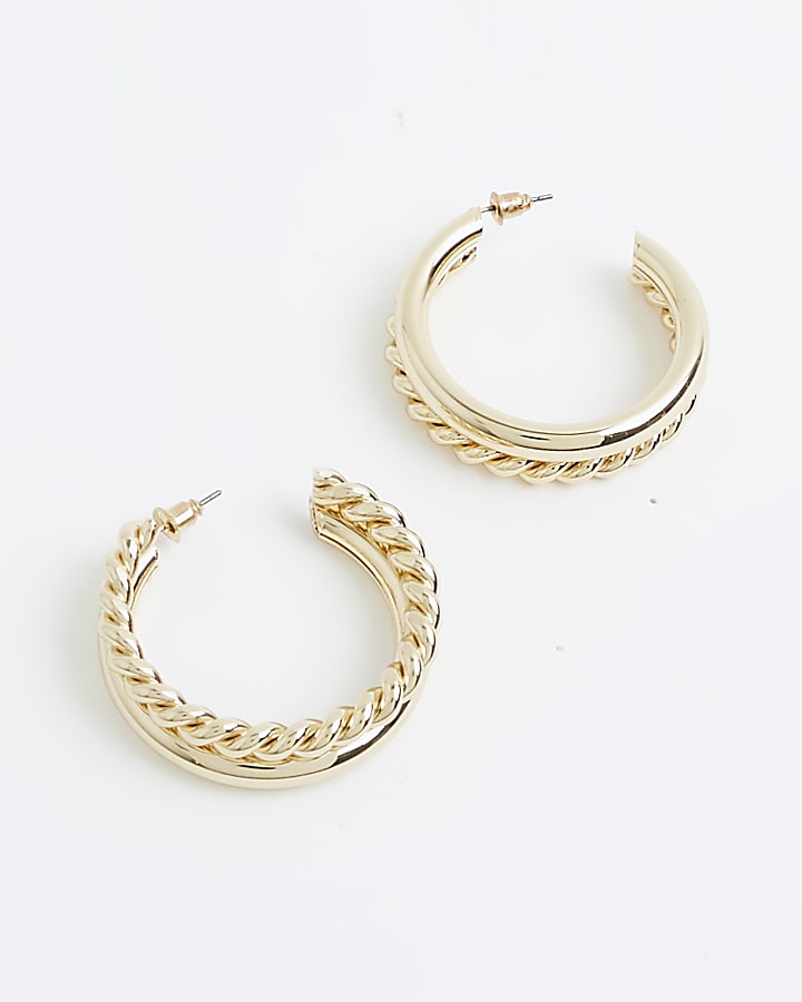 Gold twisted hoop earrings