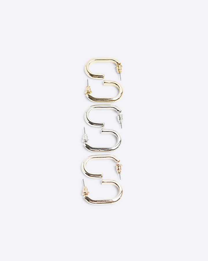 Gold round hoop earrings multipack