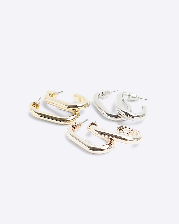 Gold round hoop earrings multipack