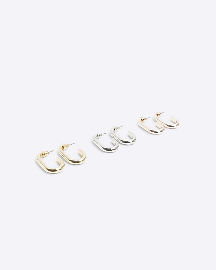 Gold round hoop earrings multipack