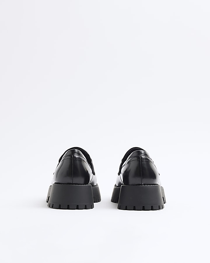 Black Gold Link Trim Chunky Loafers