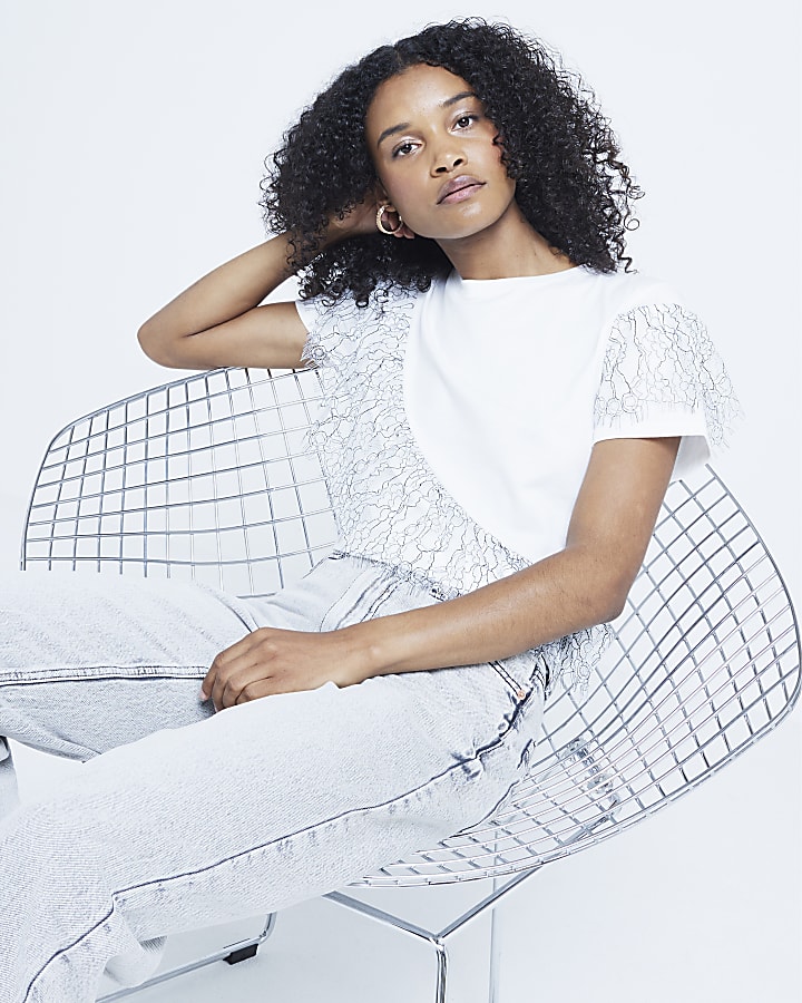 White lace frill t-shirt