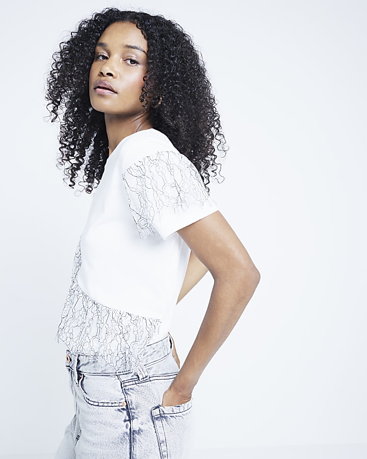 White lace frill t-shirt