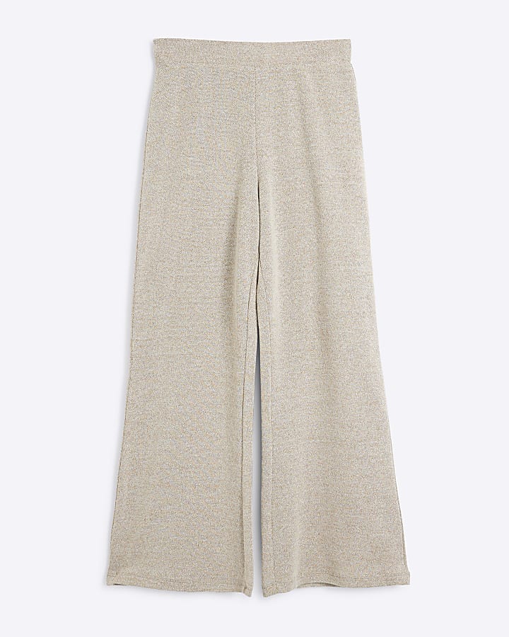 Petite Gold Wide Leg Knit Trousers